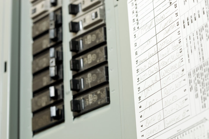 A close-up of an electrical panel