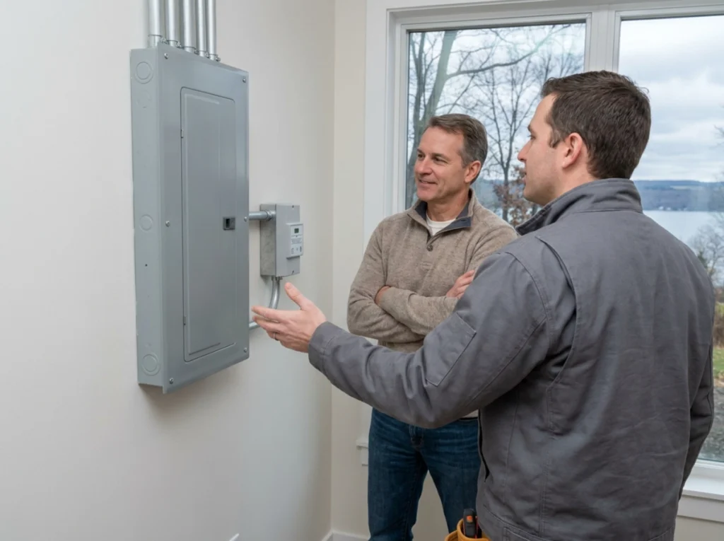 Finger Lakes homeowner reviewing electrical safety before winter storms